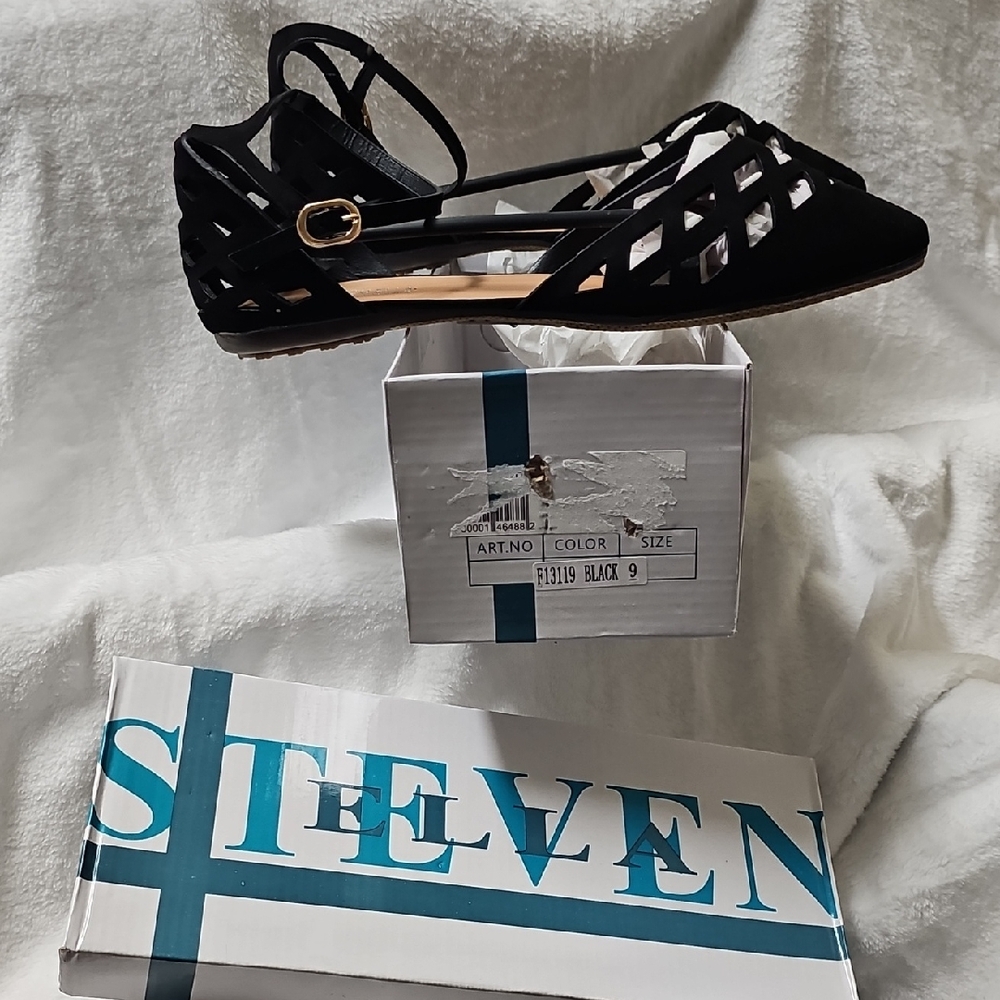 Nwt Steven Ella Black Women's Sandals